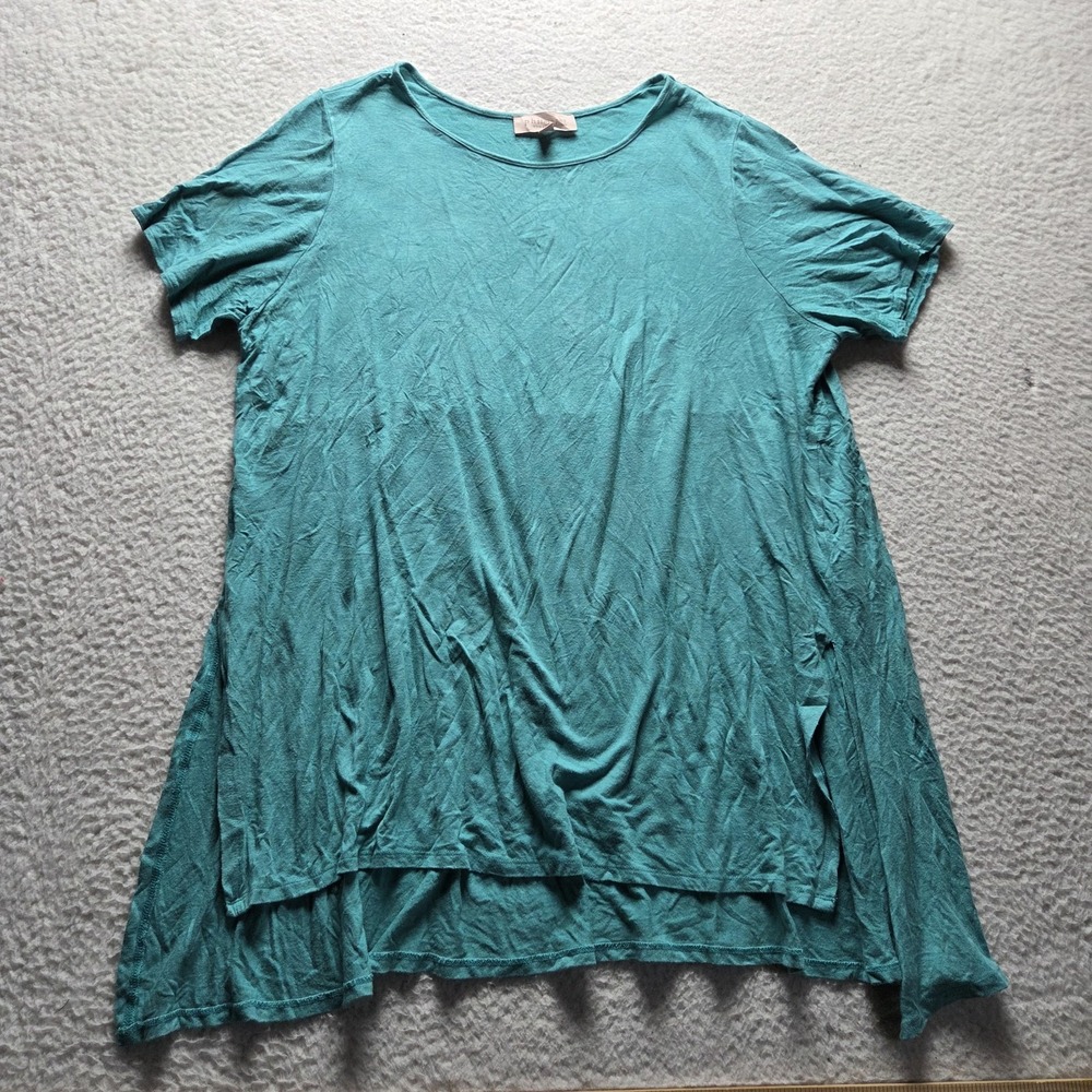 Philosophy Woman Shirt Womens Plus 1X Green Crew Neck Short Sleeve Tunic Top
